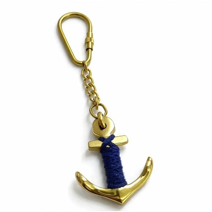 BUĞZ İp Detaylı Pirinç Çapa Anahtarlık