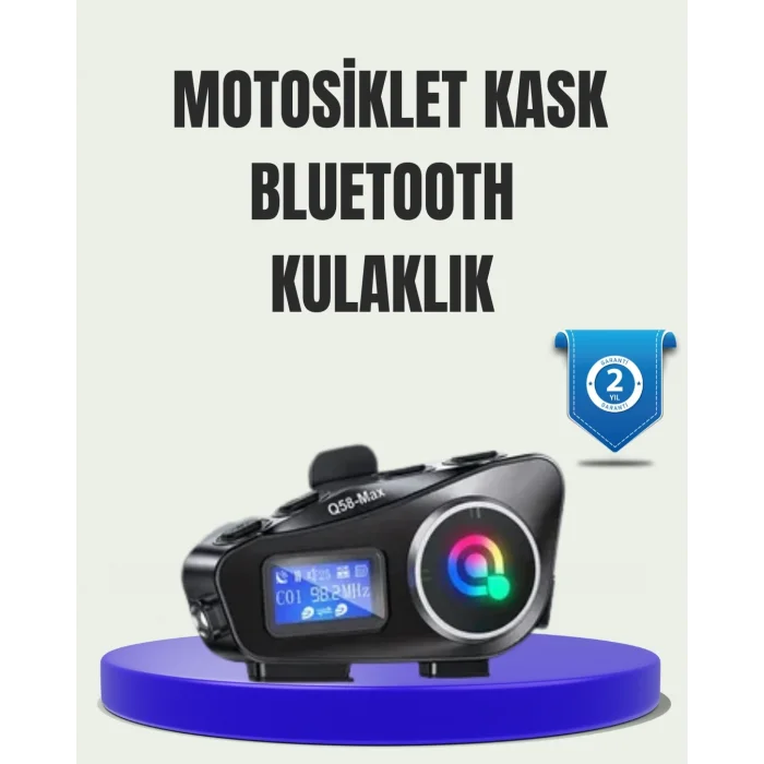 BUĞZ IP65 Suya Dayanıklı Kask Bluetooth Kulaklık LCD Ekranlı