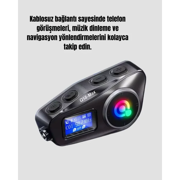 BUĞZ IP65 Suya Dayanıklı Kask Bluetooth Kulaklık LCD Ekranlı