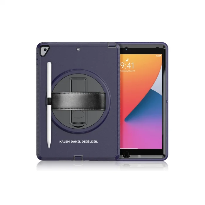 BUĞZ İpad 10.2 (7.nesil) Kılıf Hand Strap Tablet Kılıfı - Lacivert