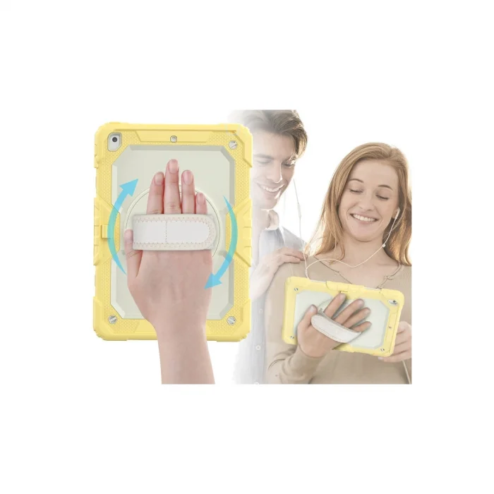 BUĞZ İpad 10.2 (7.nesil) Kılıf Strap New Tablet Kapak - Sarı