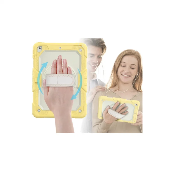 BUĞZ İpad 10.2 (7.nesil) Kılıf Strap New Tablet Kapak - Sarı