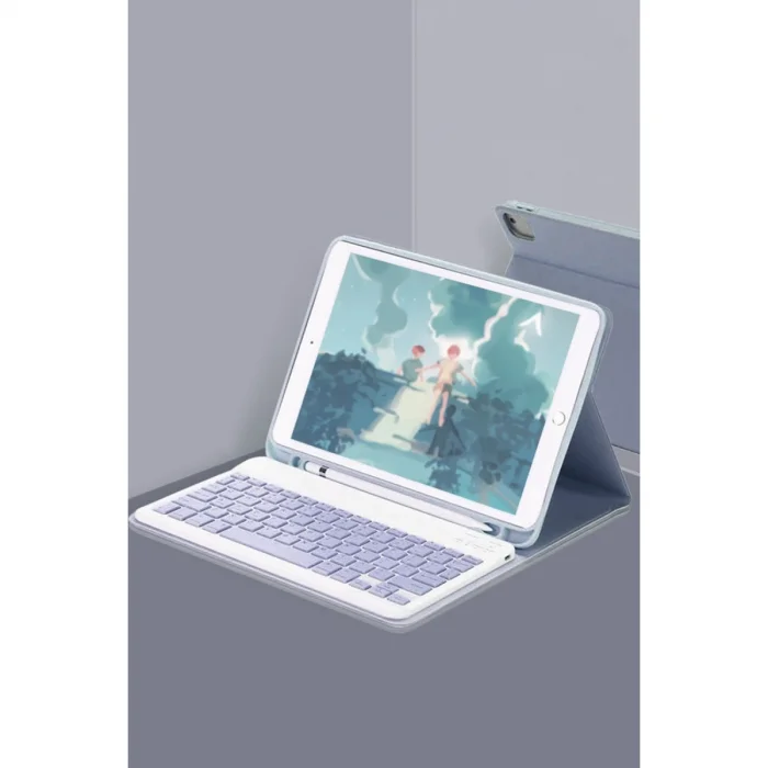 BUĞZ İpad 10.2 (9.nesil) Kılıf Kc01 Smart Klavyeli Tablet Kılıfı - Lacivert