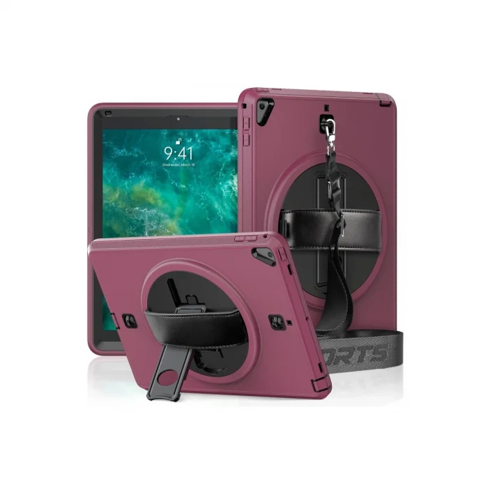 BUĞZ İpad 5 Air 9.7 Kılıf Strap-c Otterbox Tablet Kapak - Mürdüm