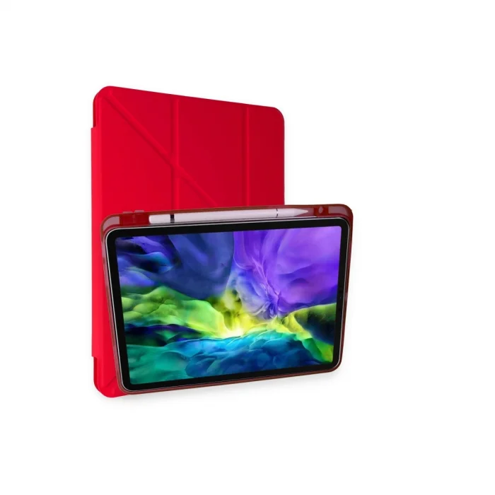 BUĞZ İpad Air 4 10.9 Kılıf Kalemlikli Mars Tablet Kılıfı - Kırmızı