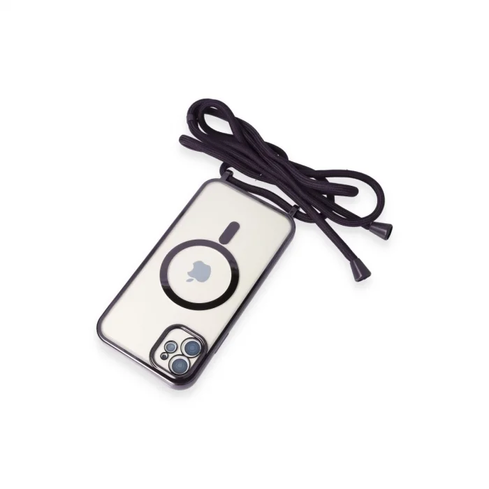 BUĞZ İphone 11 Kılıf Divo Lazer Askılı Magsafe Kapak - Derin Mor