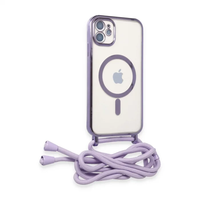BUĞZ İphone 11 Kılıf Divo Lazer Askılı Magsafe Kapak - Lila