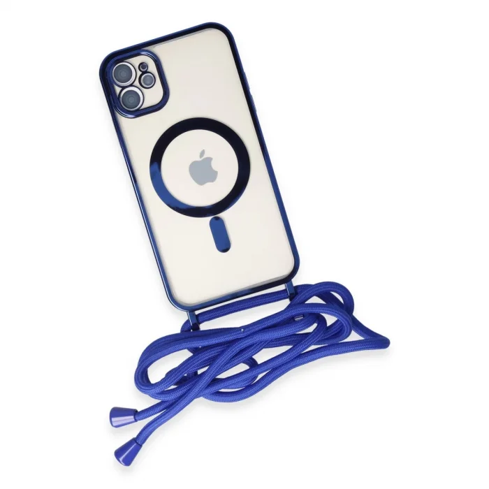 BUĞZ İphone 11 Kılıf Divo Lazer Askılı Magsafe Kapak - Mavi