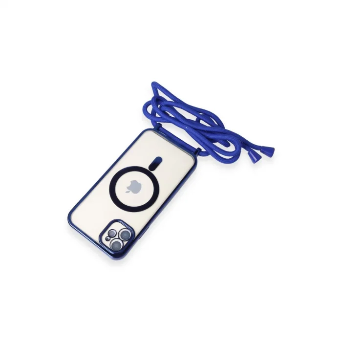 BUĞZ İphone 11 Kılıf Divo Lazer Askılı Magsafe Kapak - Mavi