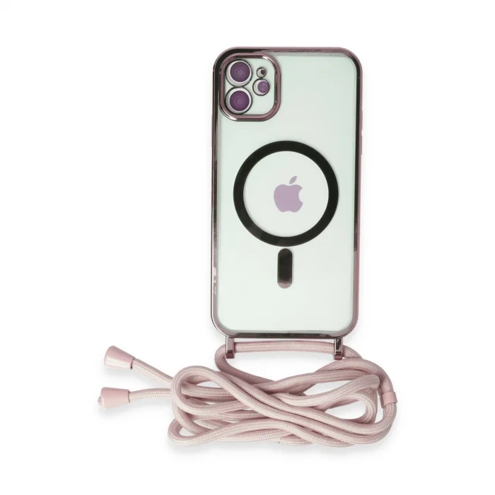BUĞZ İphone 11 Kılıf Divo Lazer Askılı Magsafe Kapak - Pembe