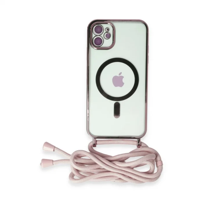 BUĞZ İphone 11 Kılıf Divo Lazer Askılı Magsafe Kapak - Pembe