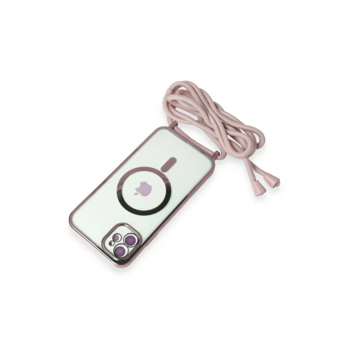 BUĞZ İphone 11 Kılıf Divo Lazer Askılı Magsafe Kapak - Pembe