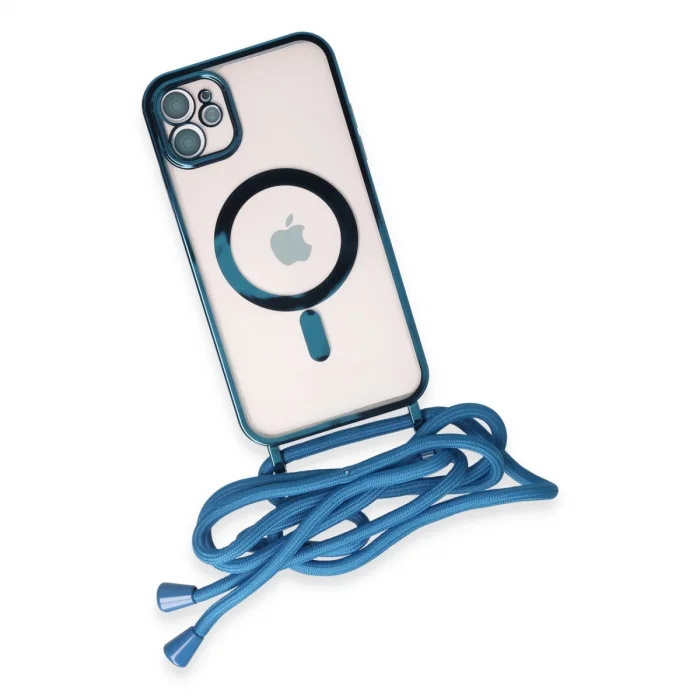 BUĞZ İphone 11 Kılıf Divo Lazer Askılı Magsafe Kapak - Sierra Blue