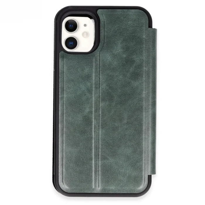 BUĞZ İphone 11 Kılıf Flip Cover - Koyu Yeşil