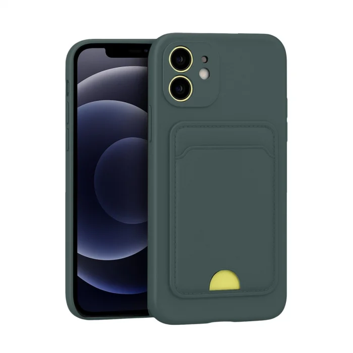 BUĞZ İphone 11 Kılıf Kelvin Kartvizitli Silikon - Koyu Yeşil