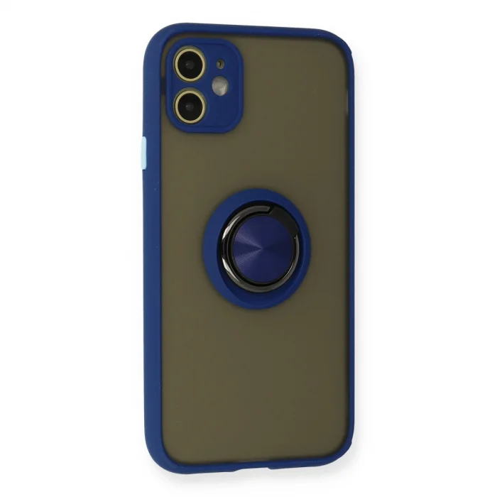 BUĞZ İphone 11 Kılıf Montreal Yüzüklü Silikon Kapak - Lacivert