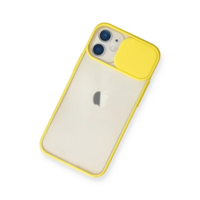 BUĞZ İphone 11 Kılıf Palm Buzlu Kamera Sürgülü Silikon - Sarı