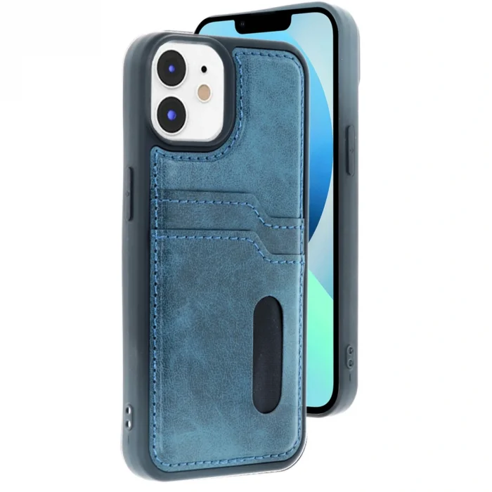 BUĞZ İphone 11 Kılıf Sara Kartvizitli Deri Kılıf - Lacivert