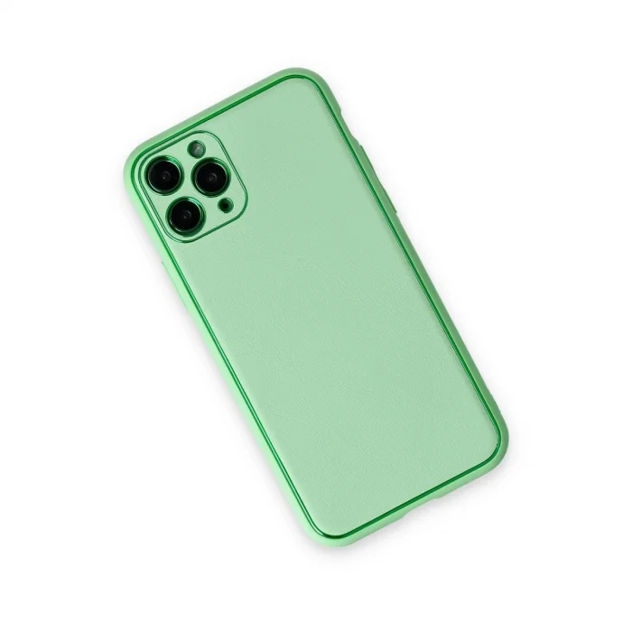 BUĞZ İphone 11 Pro Kılıf Coco Deri Silikon Kapak - Açık Yeşil