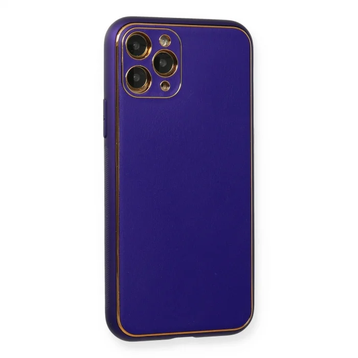 BUĞZ İphone 11 Pro Kılıf Coco Deri Silikon Kapak - Mor