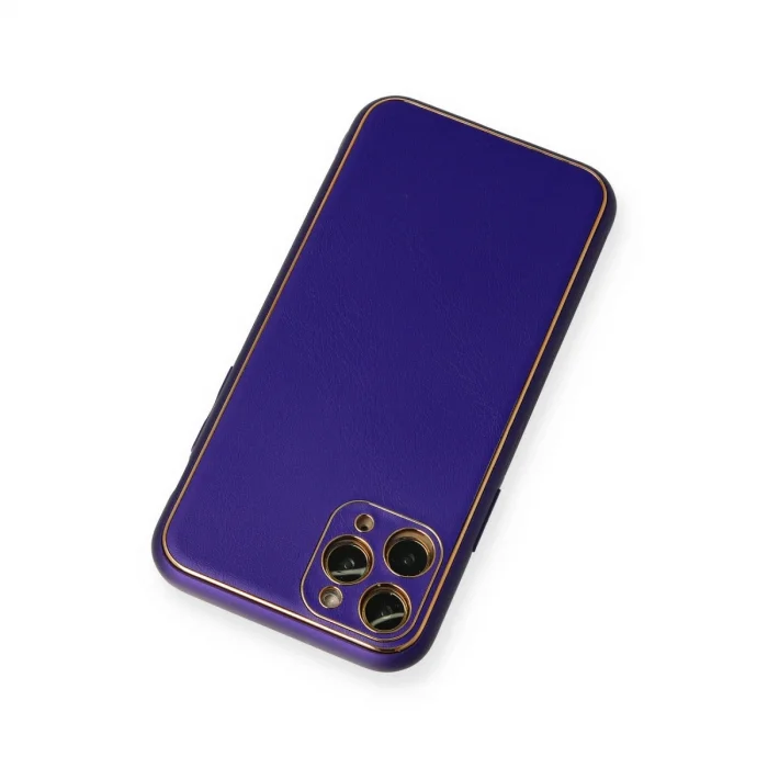 BUĞZ İphone 11 Pro Kılıf Coco Deri Silikon Kapak - Mor