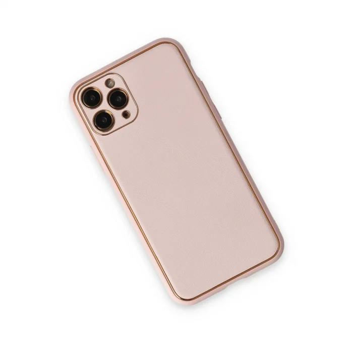 BUĞZ İphone 11 Pro Kılıf Coco Deri Silikon Kapak - Pudra