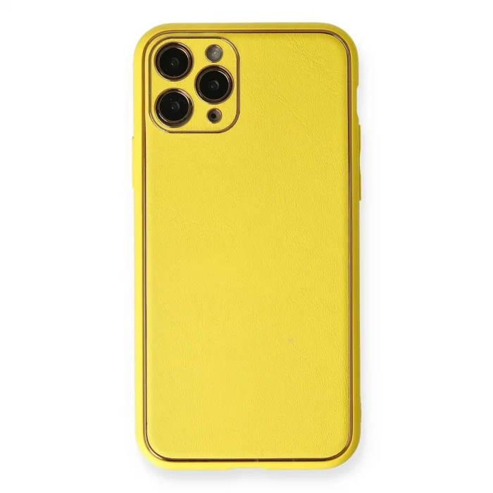 BUĞZ İphone 11 Pro Kılıf Coco Deri Silikon Kapak - Sarı