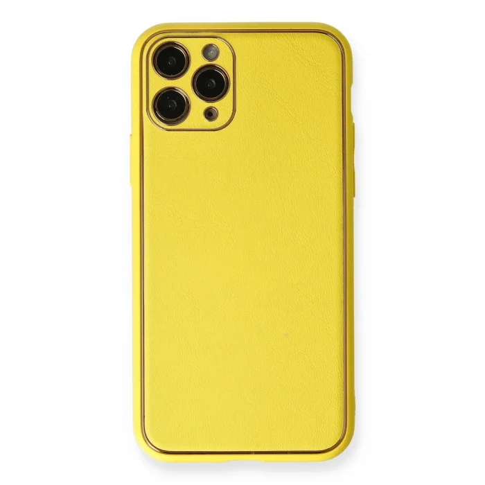 BUĞZ İphone 11 Pro Kılıf Coco Deri Silikon Kapak - Sarı