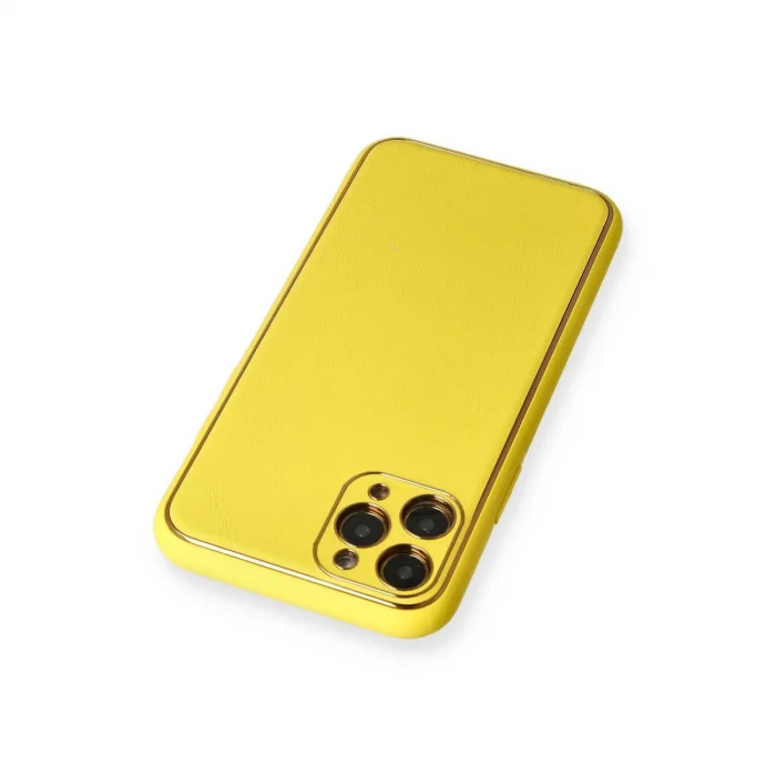 BUĞZ İphone 11 Pro Kılıf Coco Deri Silikon Kapak - Sarı