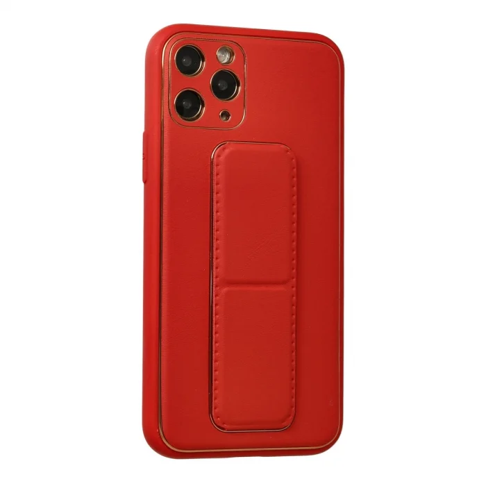 BUĞZ İphone 11 Pro Kılıf Coco Deri Standlı Kapak - Kırmızı