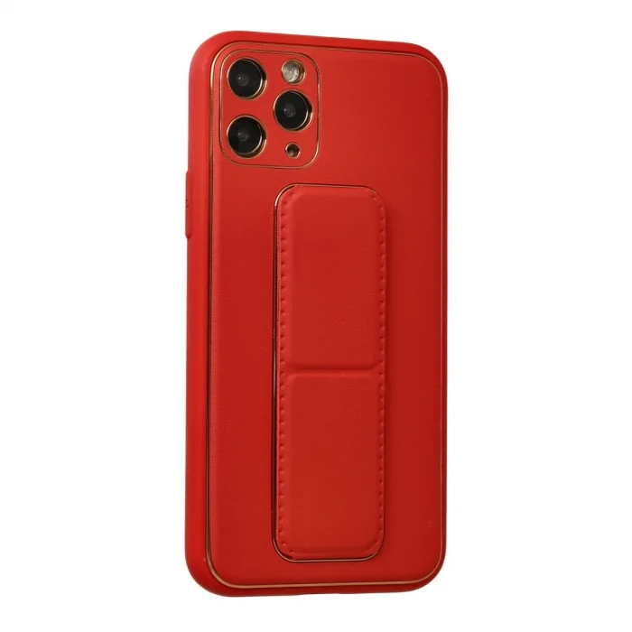 BUĞZ İphone 11 Pro Kılıf Coco Deri Standlı Kapak - Kırmızı