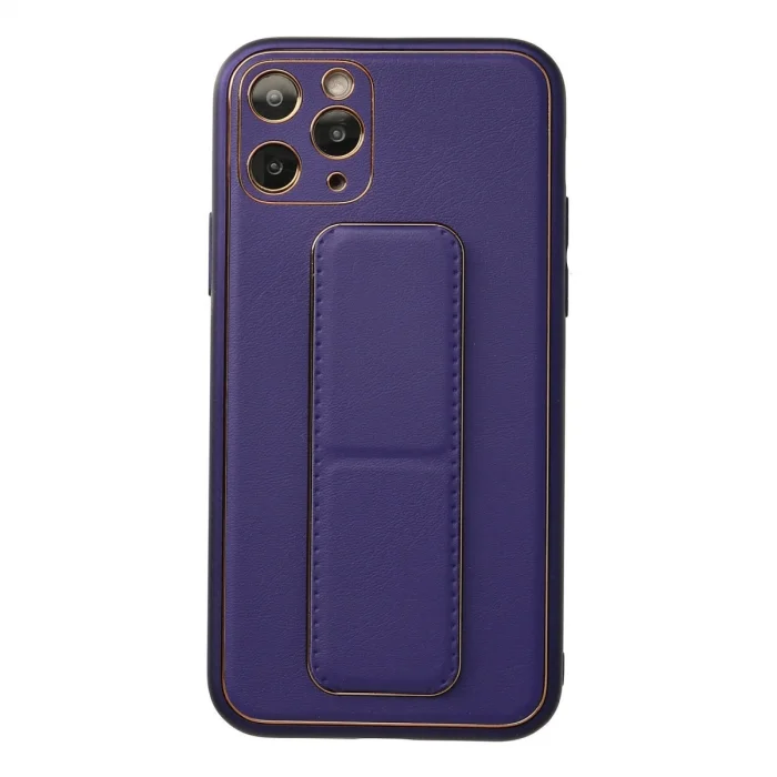 BUĞZ İphone 11 Pro Kılıf Coco Deri Standlı Kapak - Mor