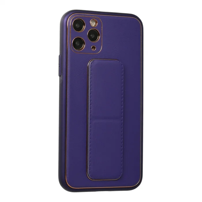 BUĞZ İphone 11 Pro Kılıf Coco Deri Standlı Kapak - Mor