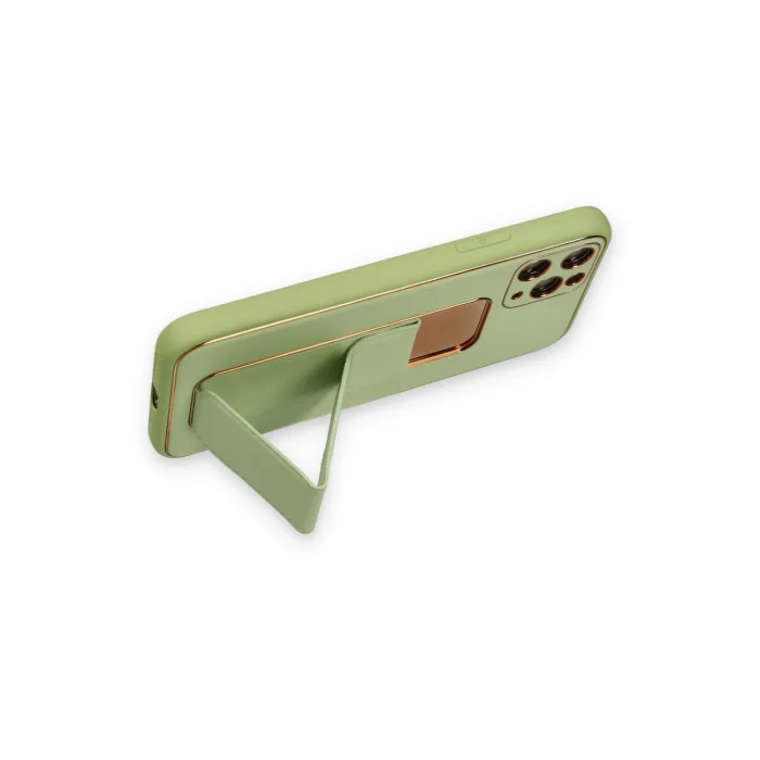 BUĞZ İphone 11 Pro Kılıf Coco Deri Standlı Kapak - Su Yeşili