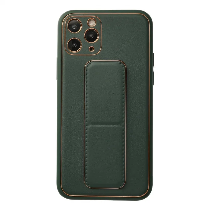 BUĞZ İphone 11 Pro Kılıf Coco Deri Standlı Kapak - Yeşil