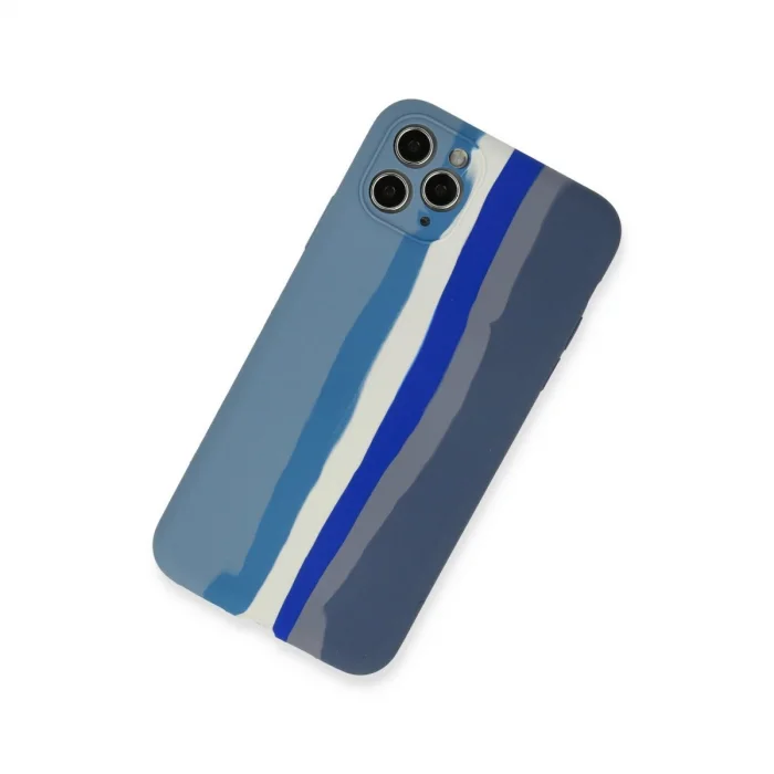 BUĞZ İphone 11 Pro Kılıf Ebruli Lansman Silikon - Mavi-gri