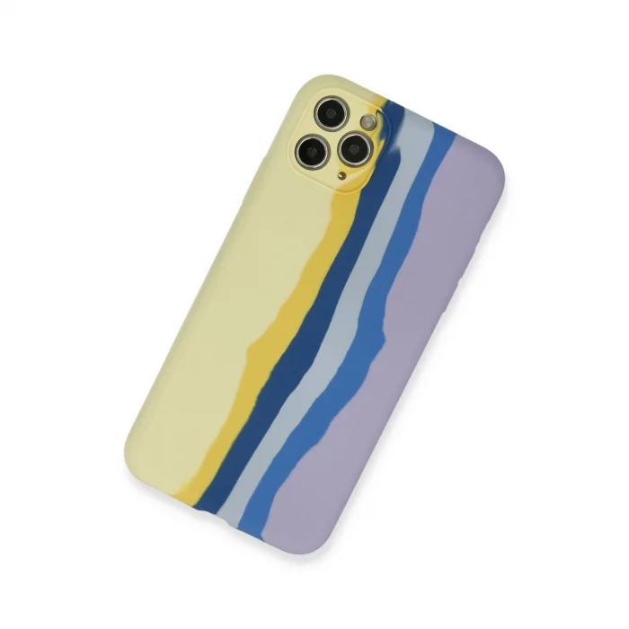 BUĞZ İphone 11 Pro Kılıf Ebruli Lansman Silikon - Sarı-lila