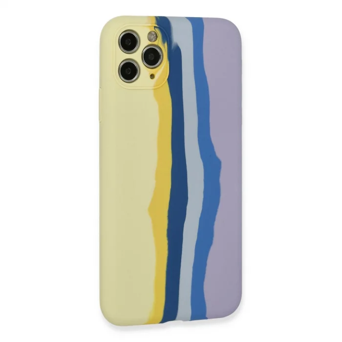 BUĞZ İphone 11 Pro Kılıf Ebruli Lansman Silikon - Sarı-lila