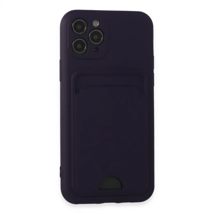 BUĞZ İphone 11 Pro Kılıf Kelvin Kartvizitli Silikon - Derin Mor