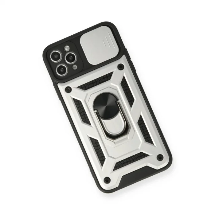 BUĞZ İphone 11 Pro Kılıf Pars Lens Yüzüklü Silikon - Gümüş