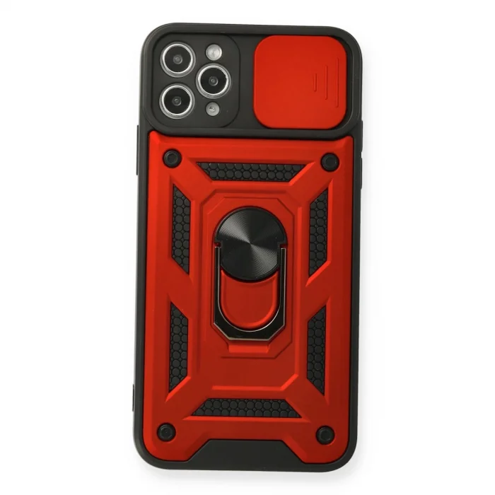 BUĞZ İphone 11 Pro Kılıf Pars Lens Yüzüklü Silikon - Kırmızı