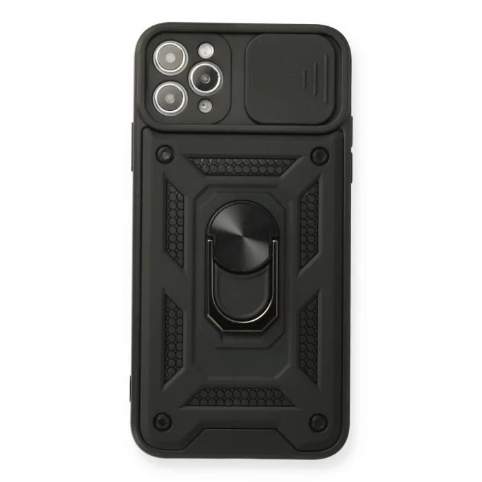 BUĞZ İphone 11 Pro Kılıf Pars Lens Yüzüklü Silikon - Siyah