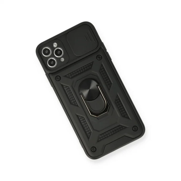 BUĞZ İphone 11 Pro Kılıf Pars Lens Yüzüklü Silikon - Siyah