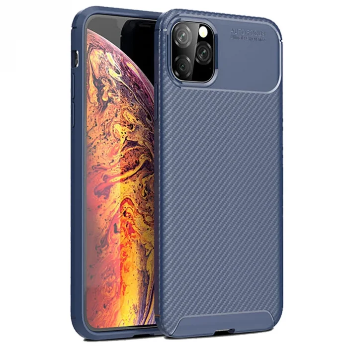 BUĞZ İphone 11 Pro Max Kılıf Auto Focus Karbon Kapak - Lacivert