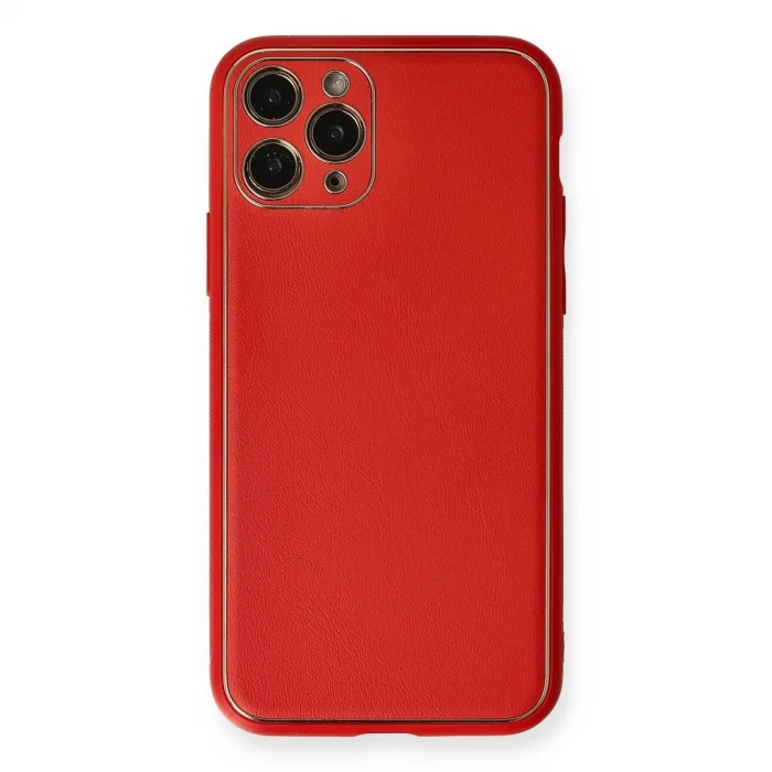 BUĞZ İphone 11 Pro Max Kılıf Coco Deri Silikon Kapak - Kırmızı