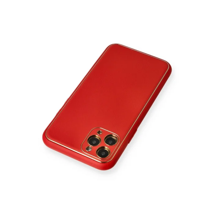 BUĞZ İphone 11 Pro Max Kılıf Coco Deri Silikon Kapak - Kırmızı