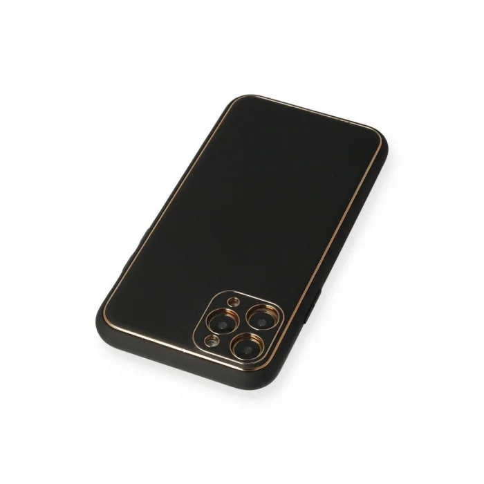 BUĞZ İphone 11 Pro Max Kılıf Coco Deri Silikon Kapak - Siyah