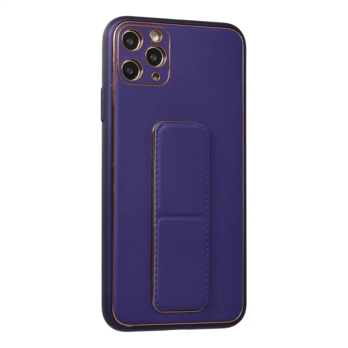 BUĞZ İphone 11 Pro Max Kılıf Coco Deri Standlı Kapak - Mor