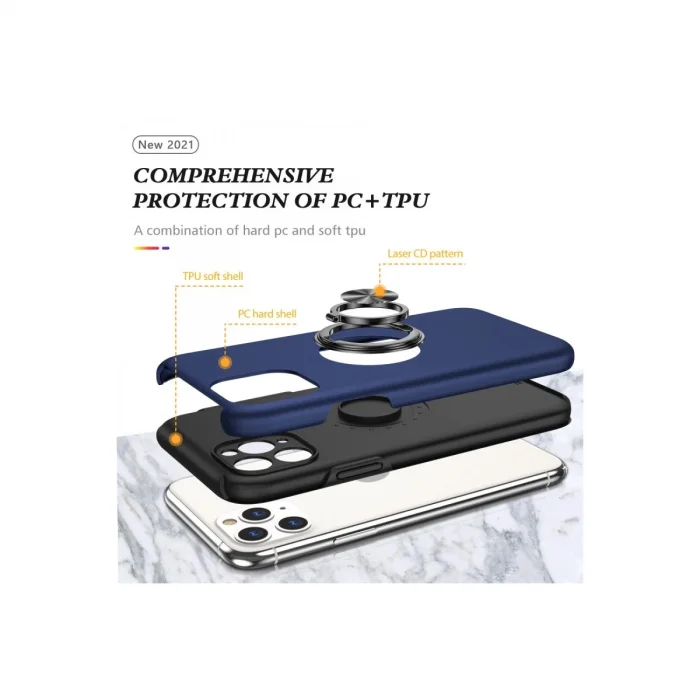 BUĞZ İphone 11 Pro Max Kılıf Elit Yüzüklü Kapak - Lacivert