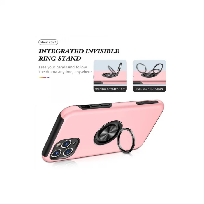 BUĞZ İphone 11 Pro Max Kılıf Elit Yüzüklü Kapak - Pembe